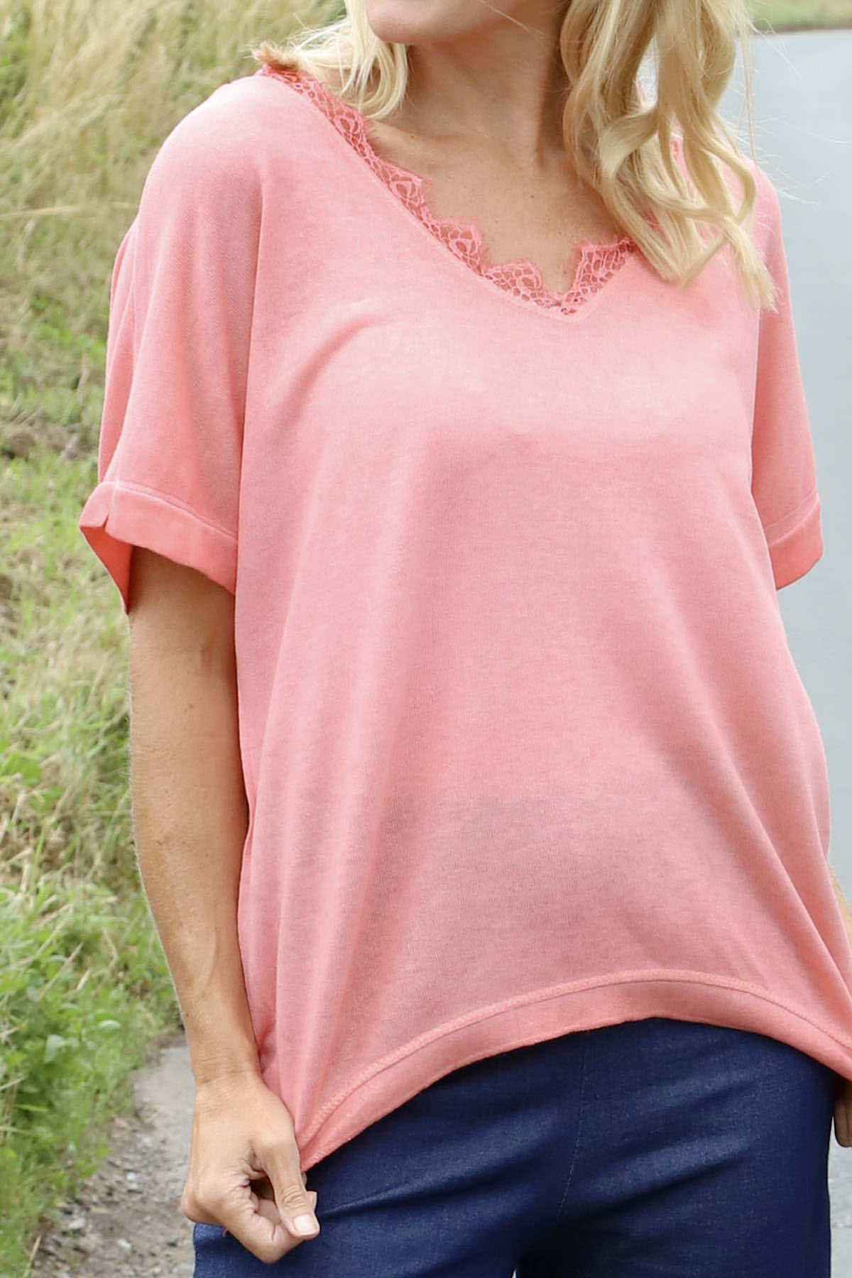 Robyn V-Neck Top Coral