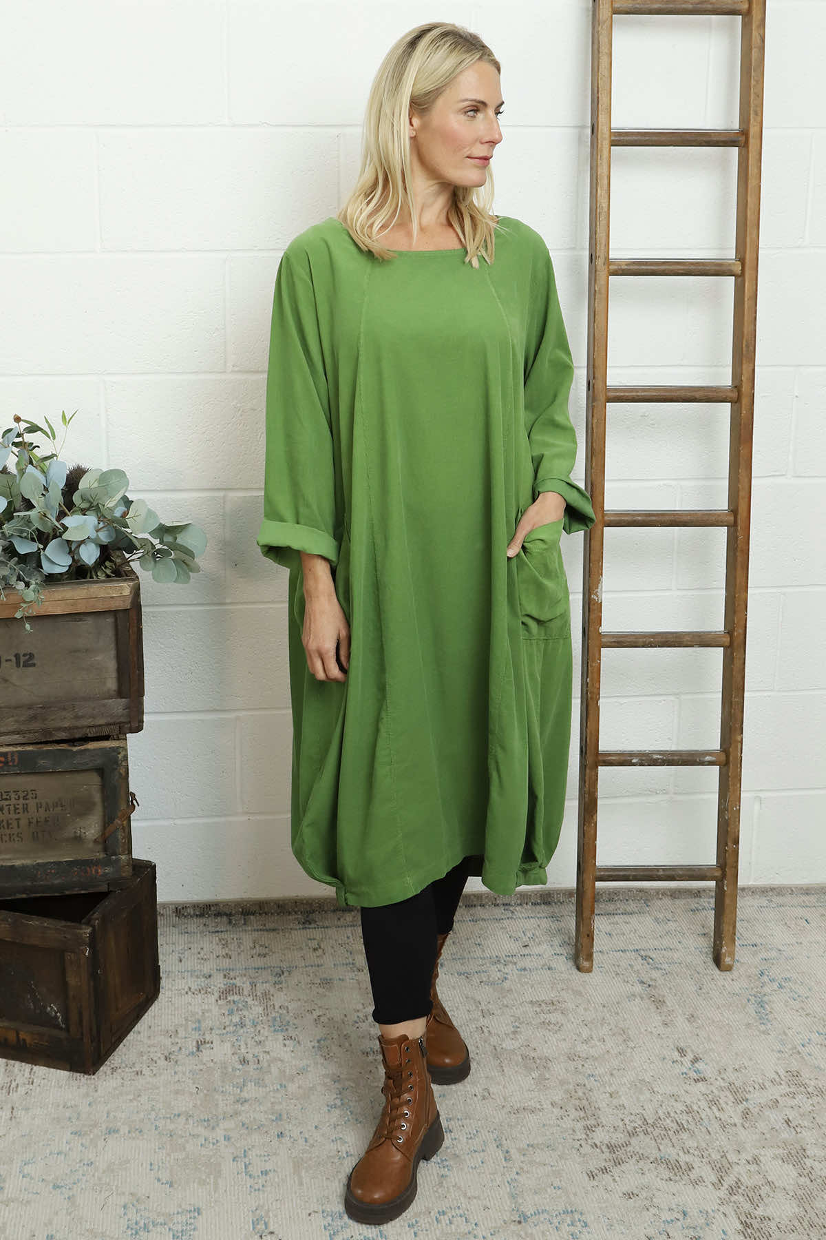 Liora Needlecord Dress Green