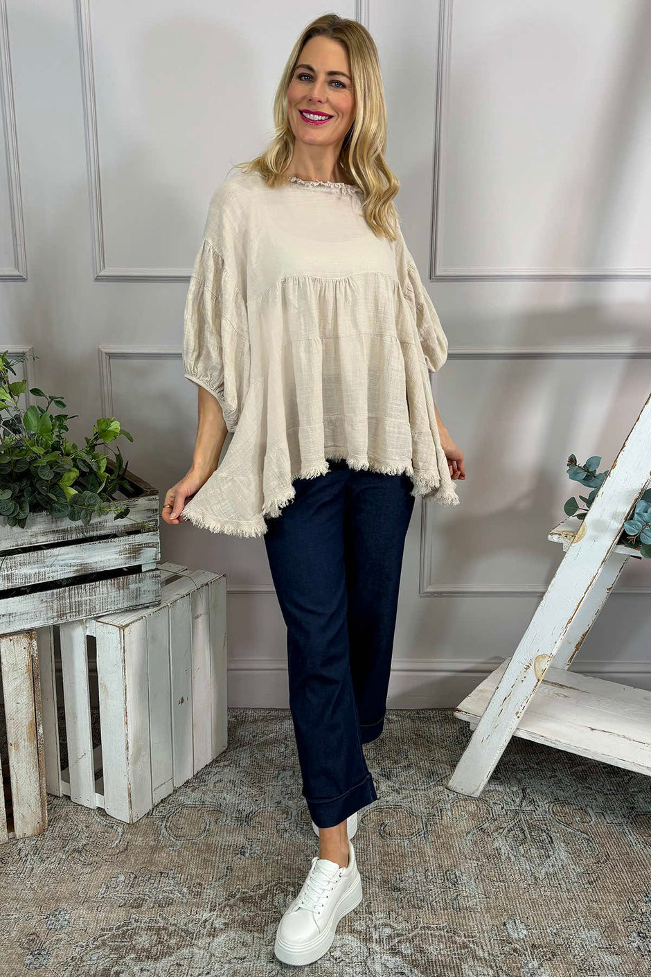 Bingham Tiered Cotton Top Stone