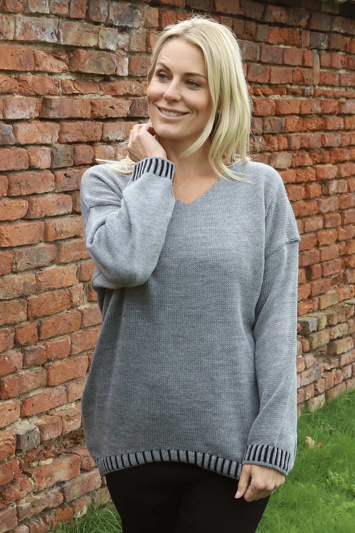 Harper Knitted Jumper Mid Grey