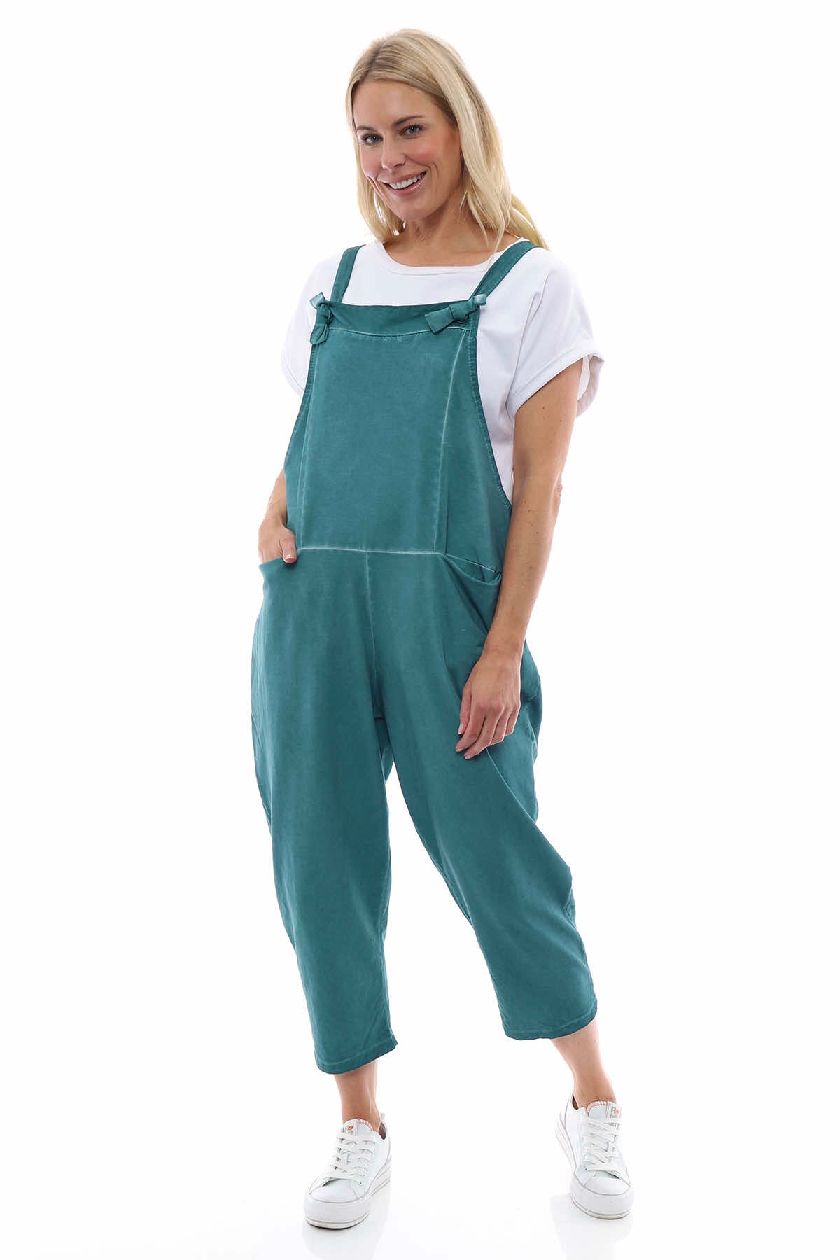 Pabo Washed Cotton Dungarees Teal