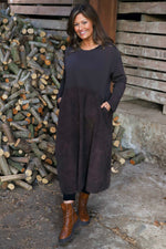 Jillian Pattern Cotton Dress Cocoa Cocoa - Jillian Pattern Cotton Dress Cocoa