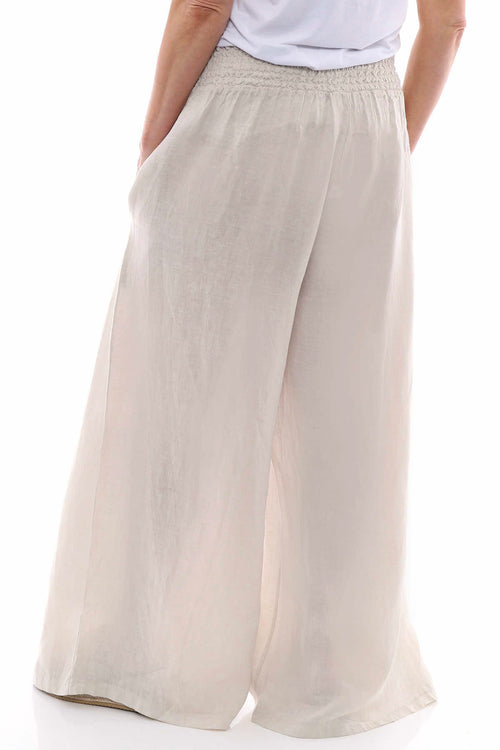 Evelyn Button Linen Trousers Stone - Image 4