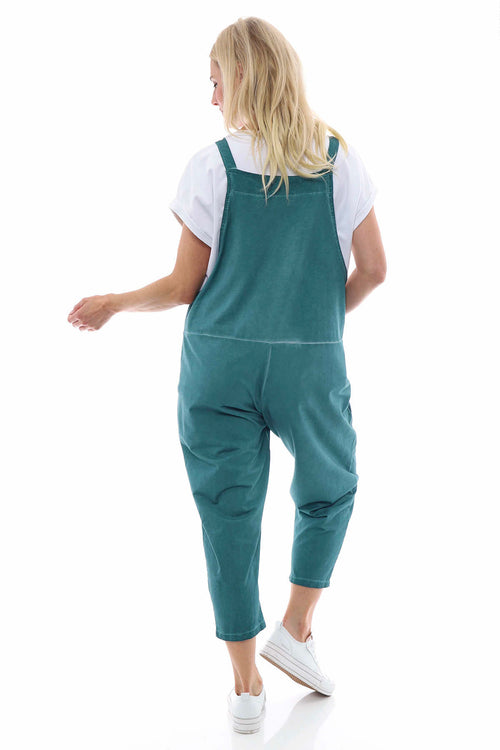 Pabo Washed Cotton Dungarees Teal - Image 6