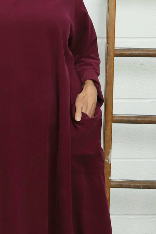 Liora Needlecord Dress Burgundy - Image 3