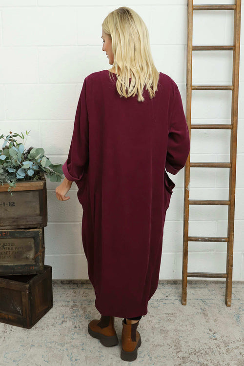 Liora Needlecord Dress Burgundy - Image 4