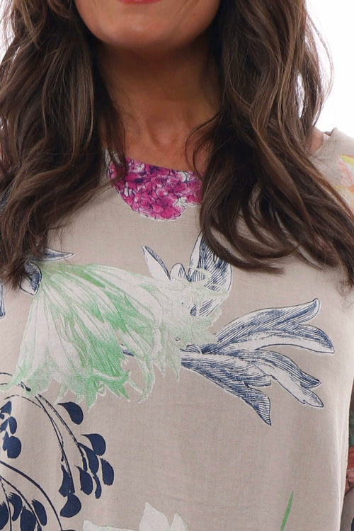 Florella Floral Linen Tunic Light Mocha - Image 4