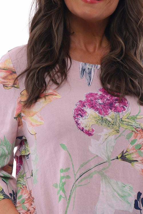 Florella Floral Linen Tunic Pink - Image 4