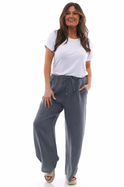 Matilda Linen Trousers Mid Grey - Image 1