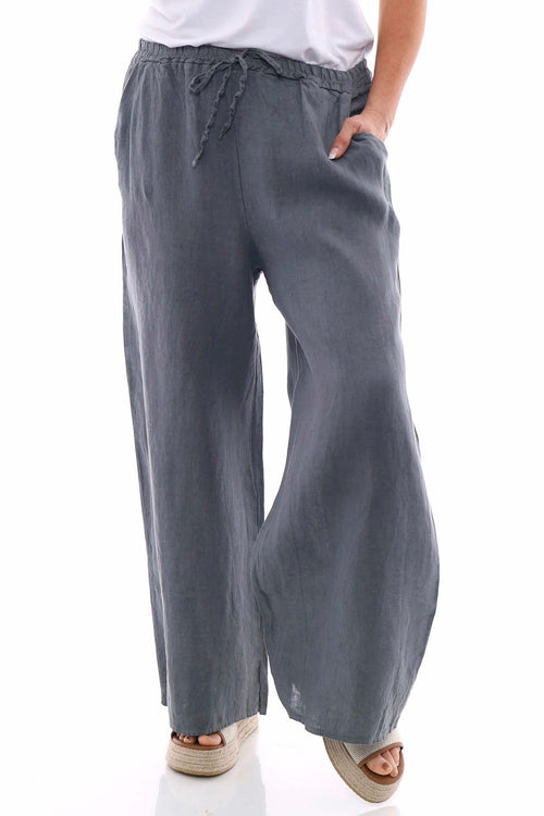 Matilda Linen Trousers Mid Grey - Image 4