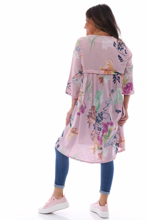 Florella Floral Linen Tunic Pink - Image 6