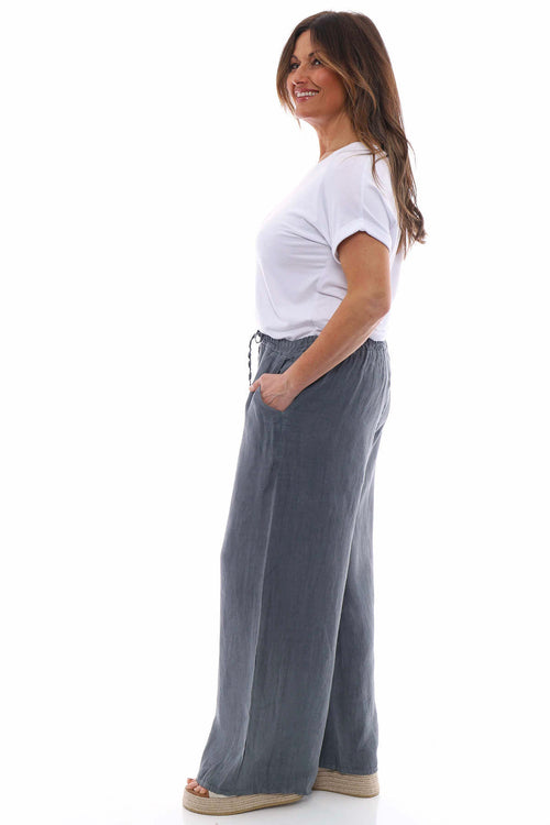 Matilda Linen Trousers Mid Grey - Image 5