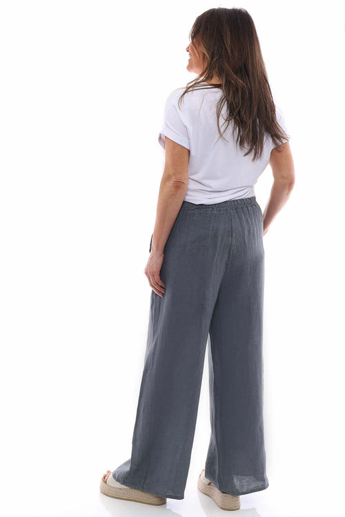 Matilda Linen Trousers Mid Grey - Image 6