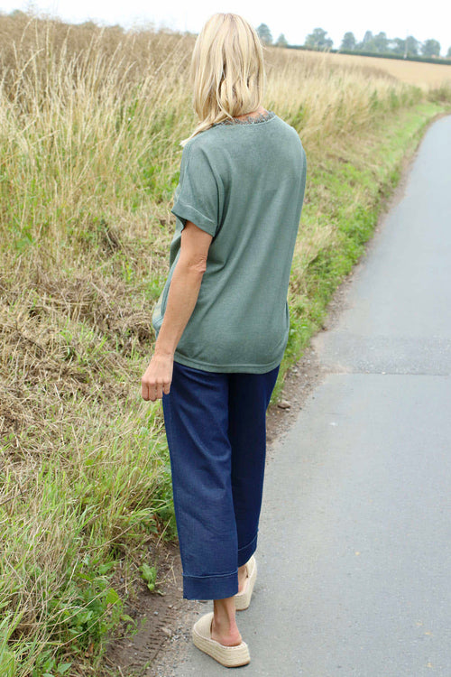 Robyn V-Neck Top Khaki - Image 4