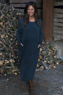 Jillian Pattern Cotton Dress Charcoal