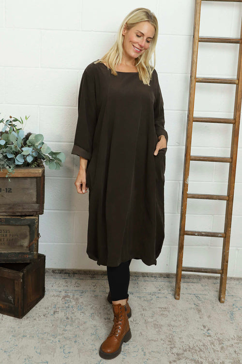 Liora Needlecord Dress Cocoa