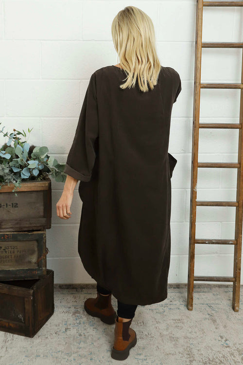 Liora Needlecord Dress Cocoa - Image 4