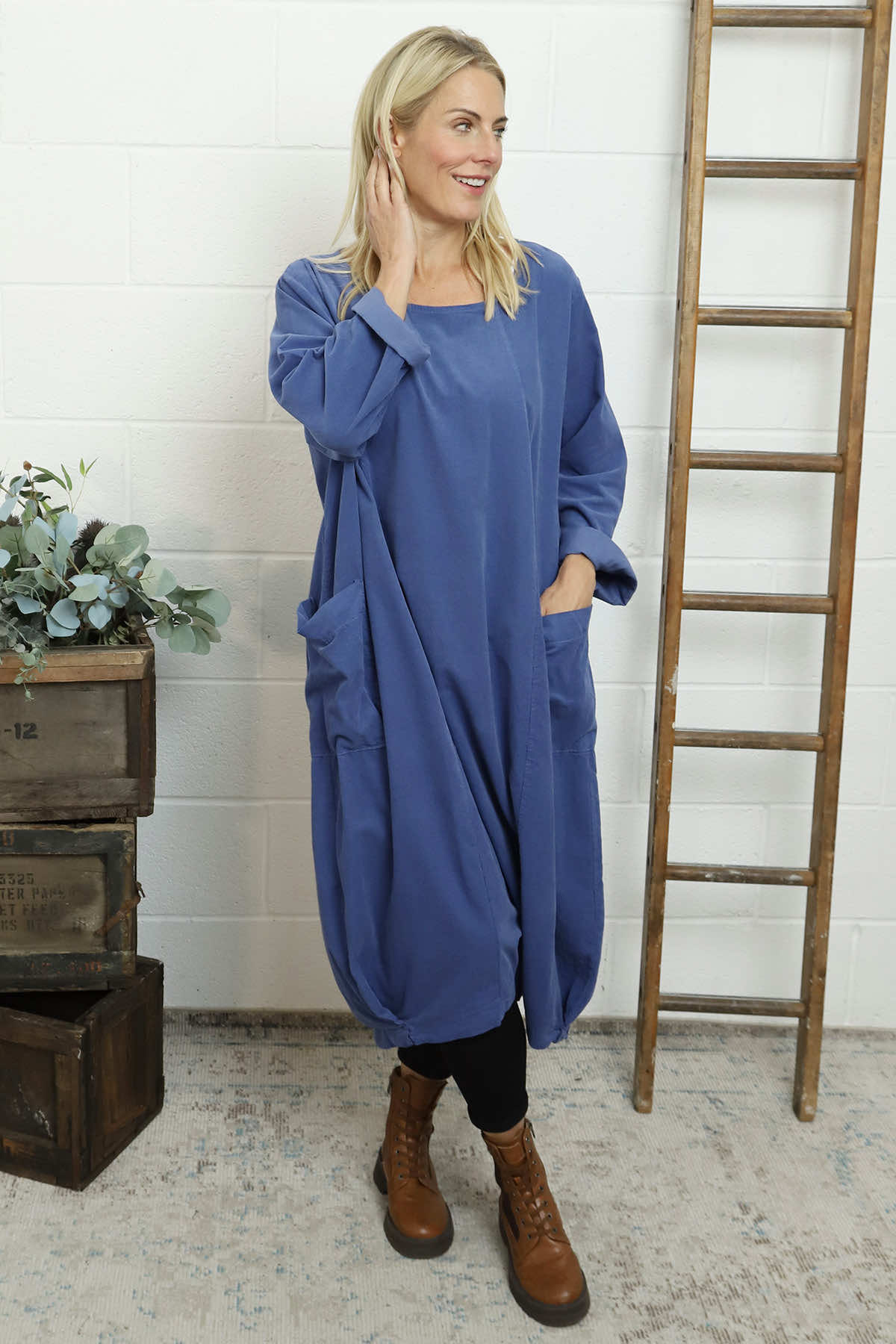 Liora Needlecord Dress Blue