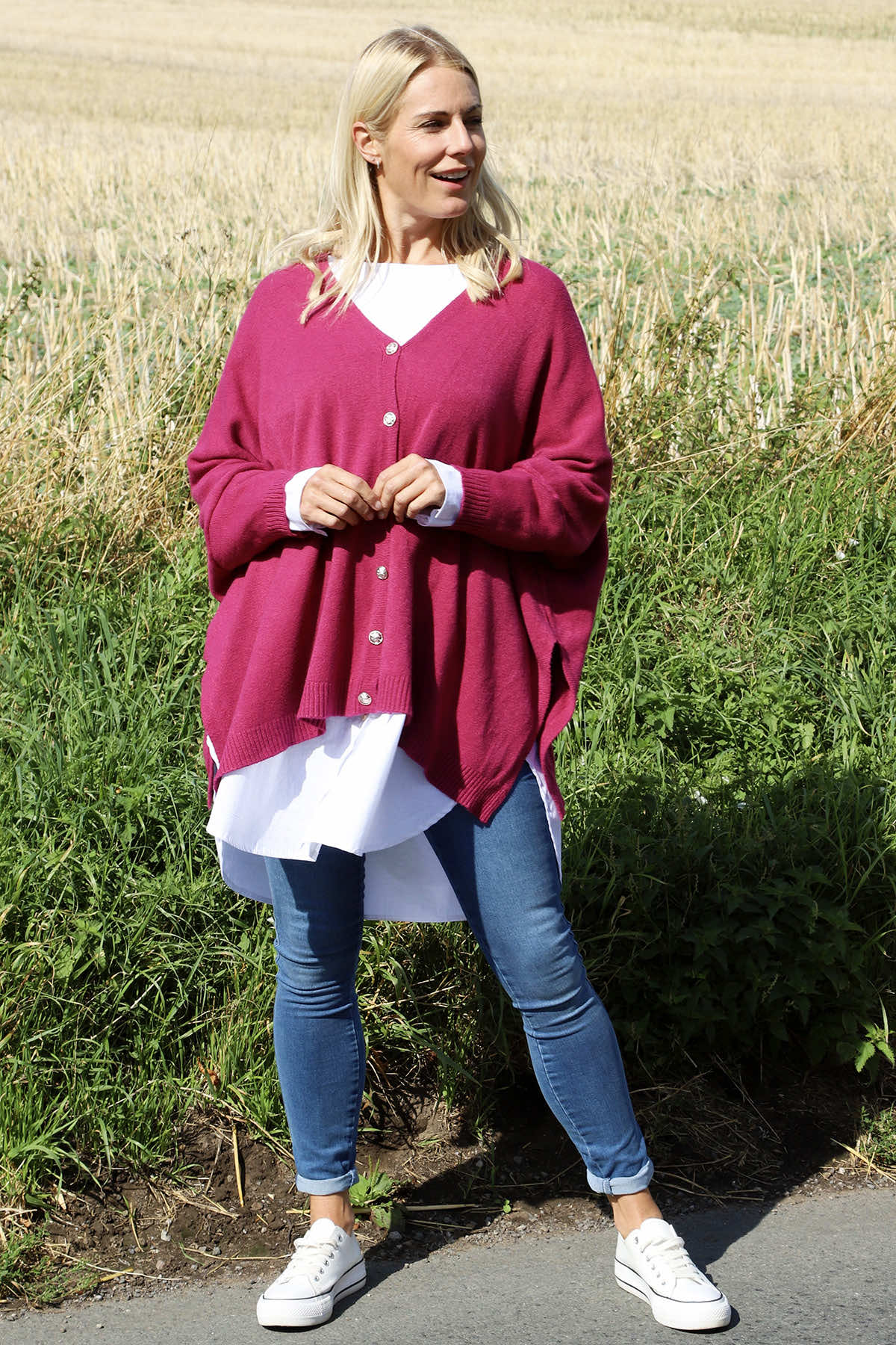 Hattie Knitted Cardigan Berry