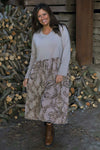 Jillian Pattern Cotton Dress Mocha