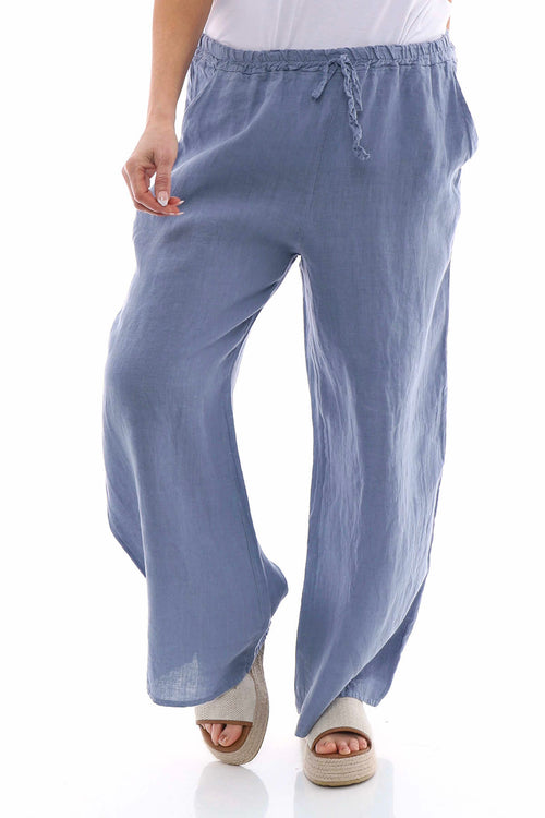 Matilda Linen Trousers Blue - Image 4