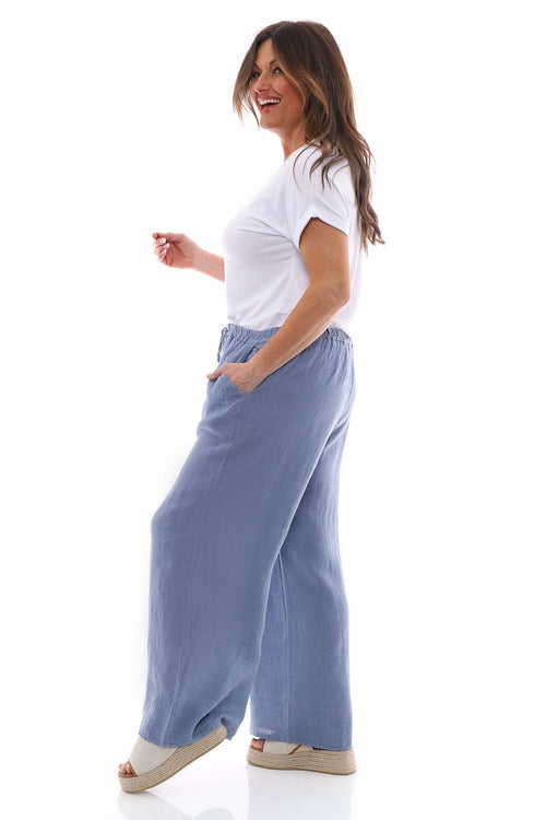Matilda Linen Trousers Blue - Image 5