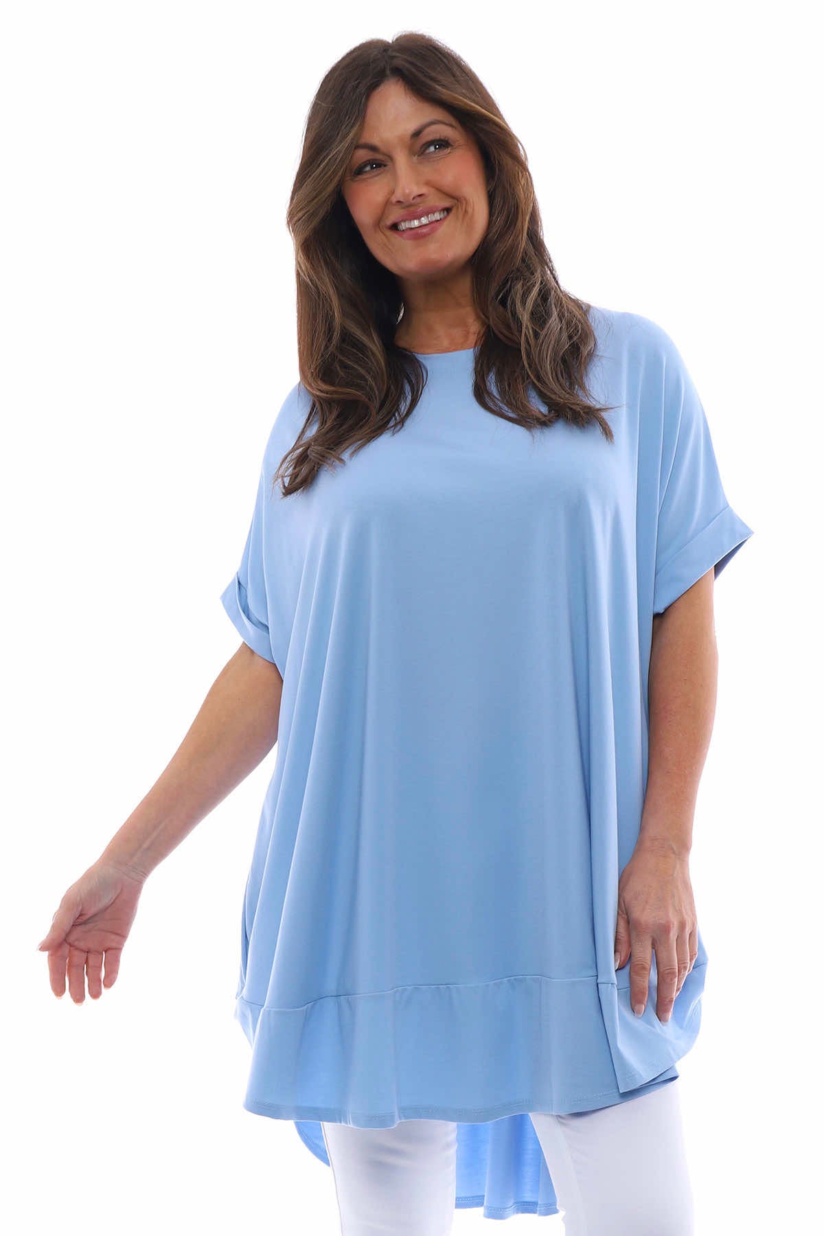 Marion Rolled Sleeve Tunic Powder Blue