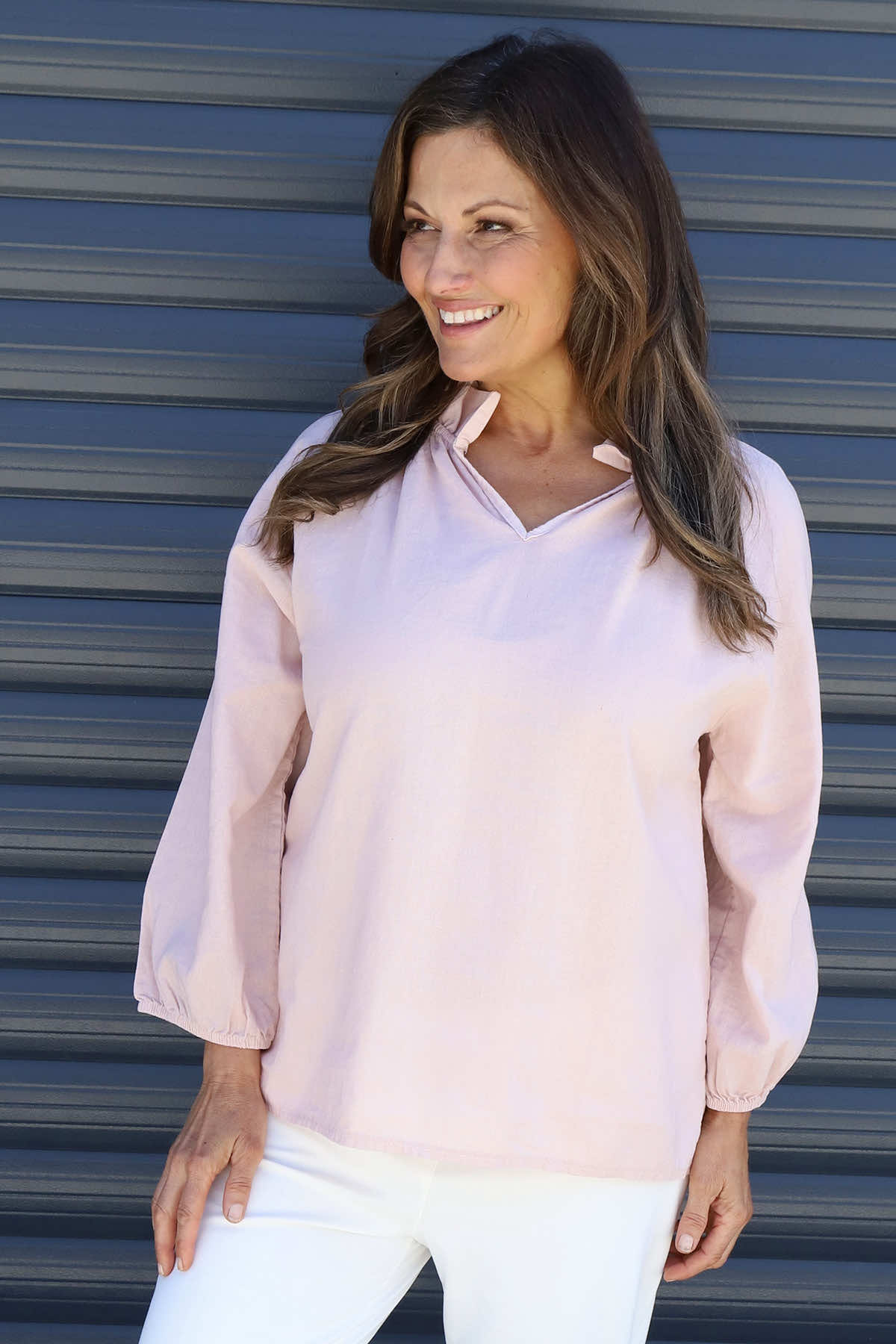 Charmaine Linen Top Pink