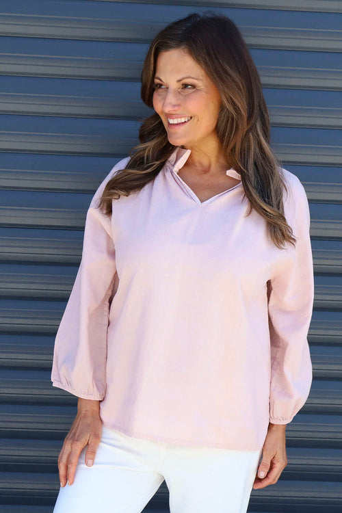 Charmaine Linen Top Pink