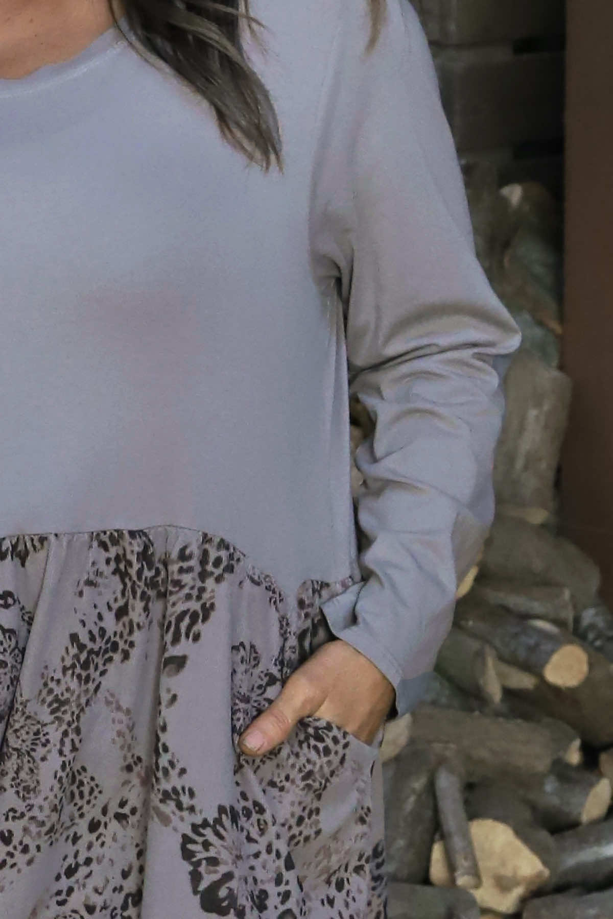 Jillian Pattern Cotton Dress Mocha