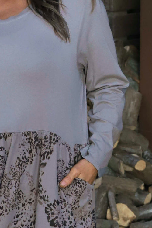 Jillian Pattern Cotton Dress Mocha - Image 3