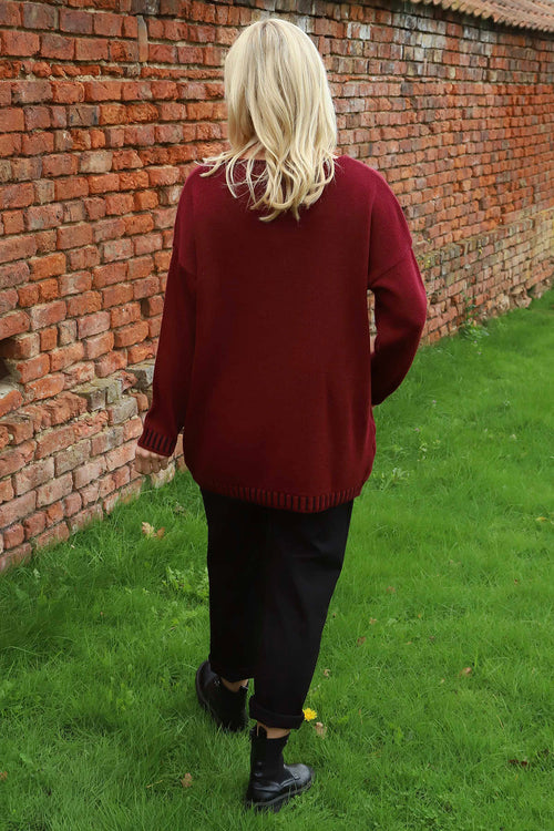 Harper Knitted Jumper Wine - Image 4