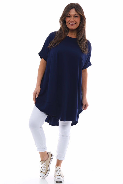 Marion Rolled Sleeve Tunic Navy - Image 1