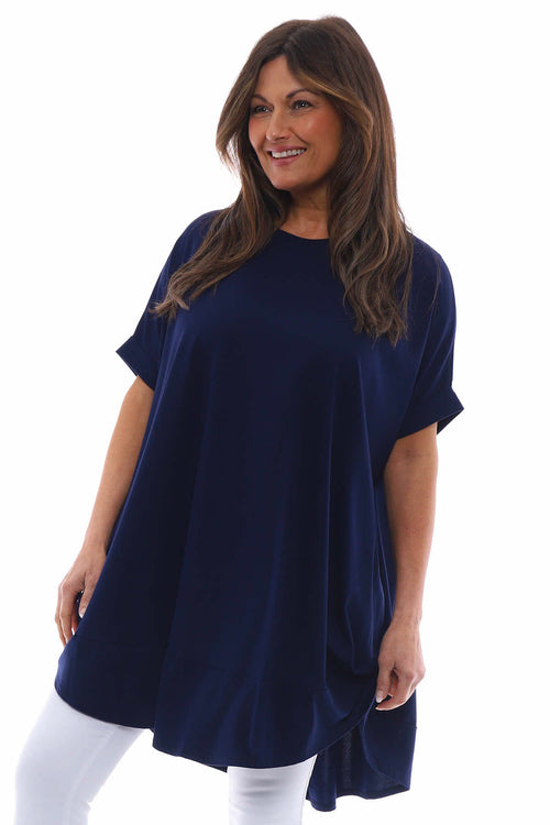 Marion Rolled Sleeve Tunic Navy - Image 2