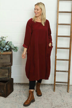 Liora Needlecord Dress Wine
