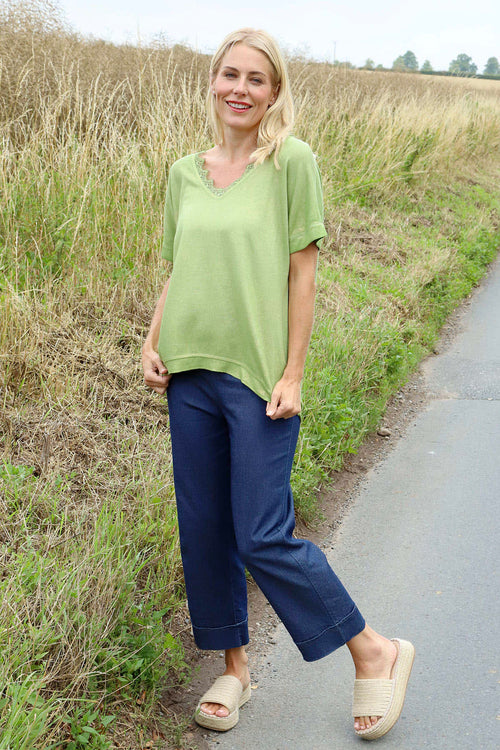 Robyn V-Neck Top Green - Image 3