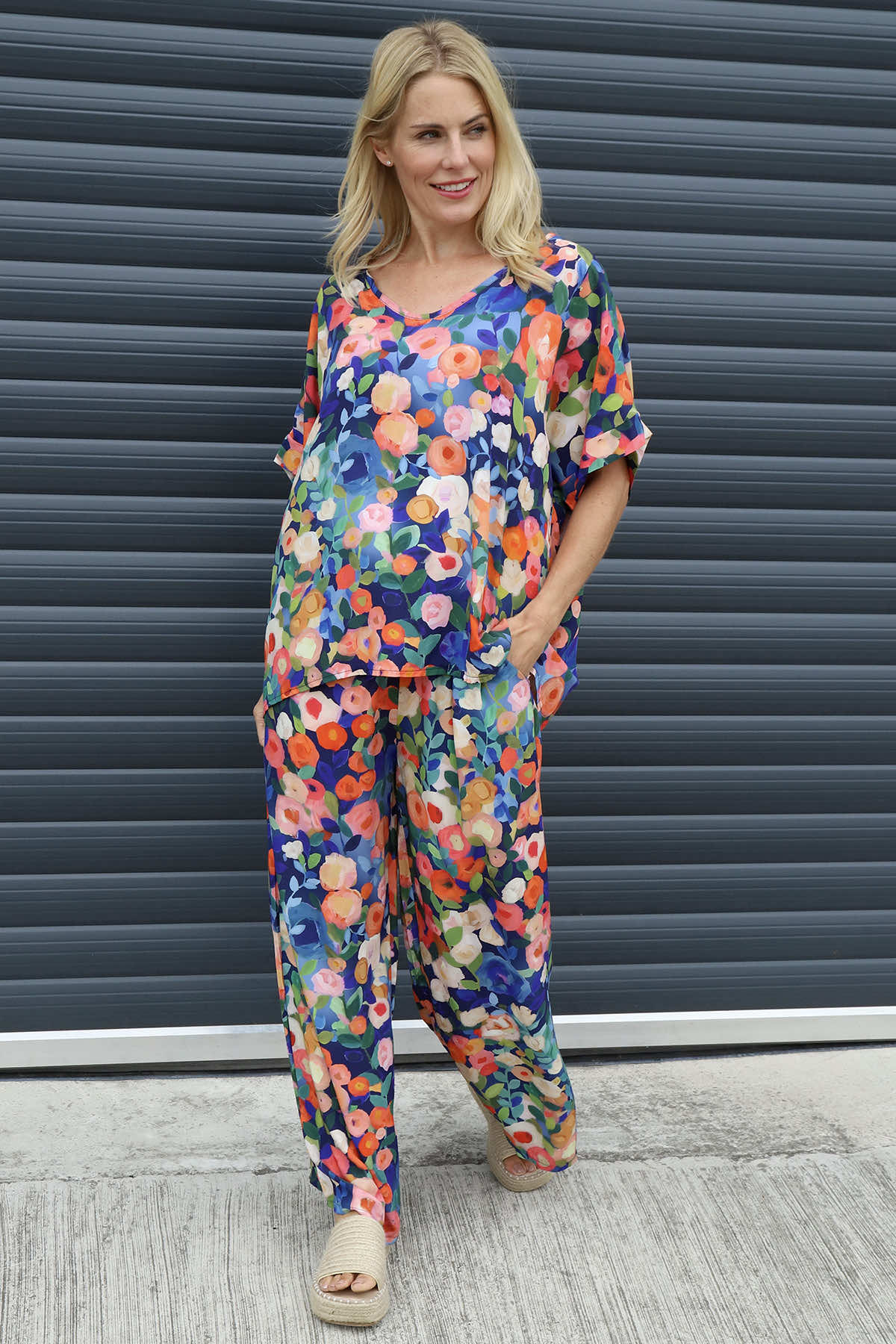 Luciella Print Top Navy