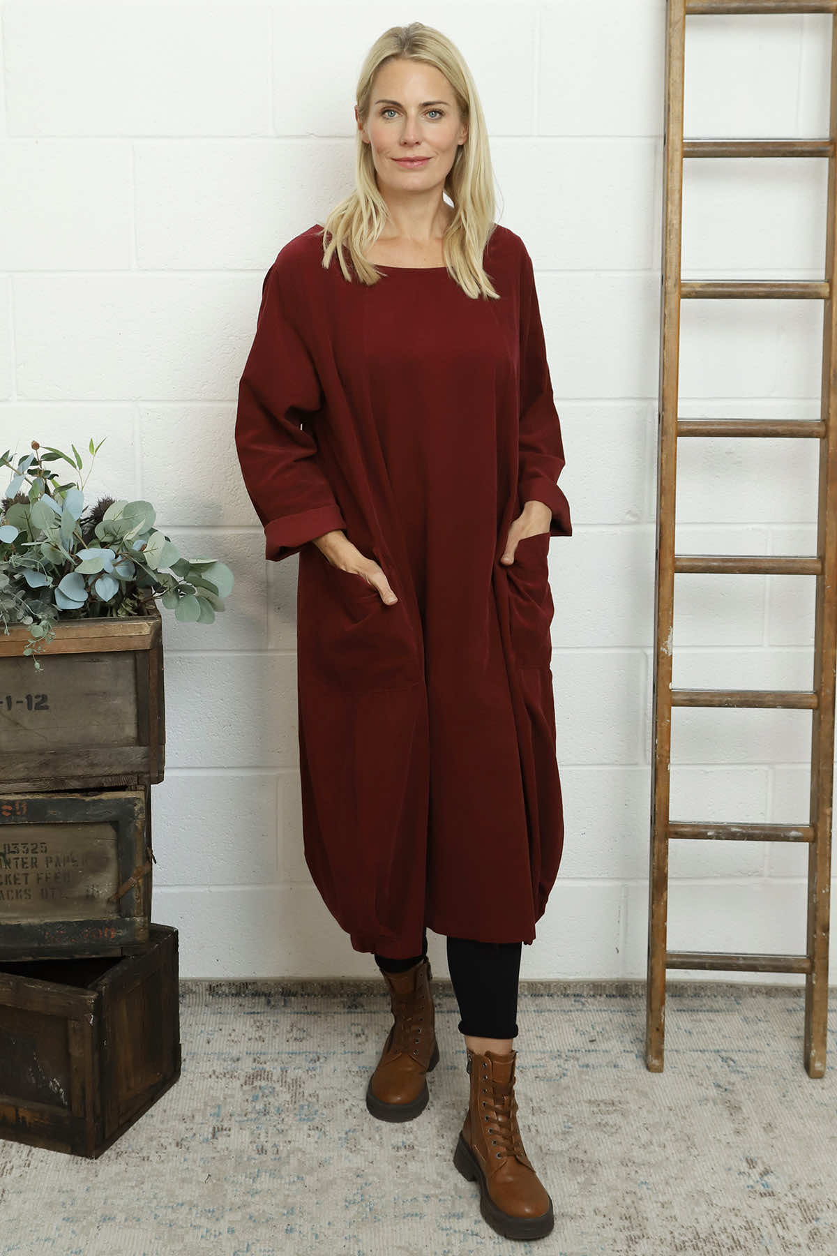 Liora Needlecord Dress Wine