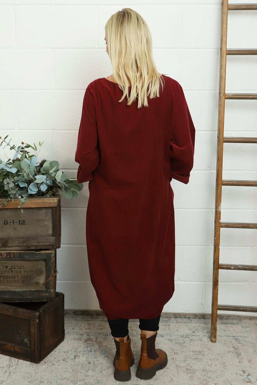 Liora Needlecord Dress Wine - Image 4
