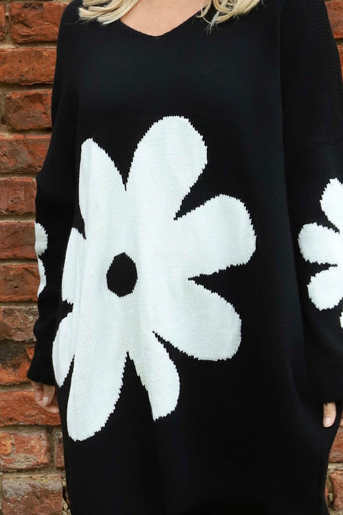 Joan Flower Knitted Jumper Black - Image 3