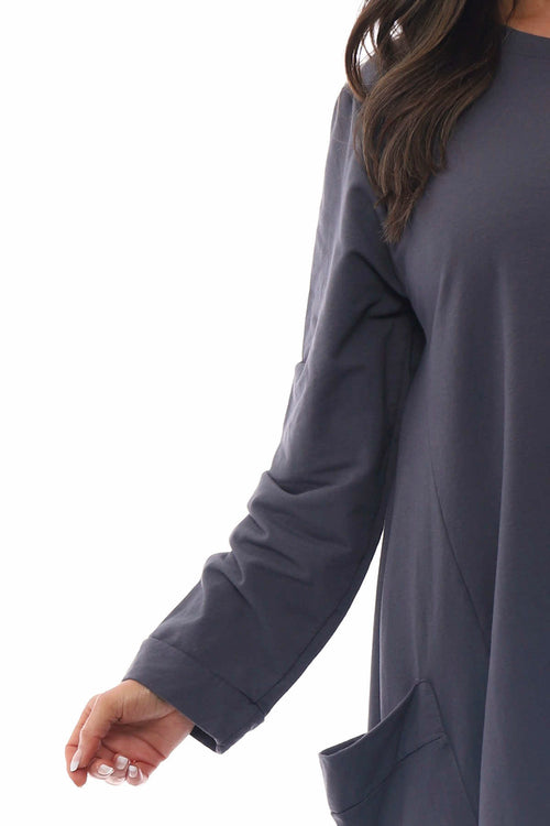 Carmella Pocket Cotton Dress Charcoal - Image 5