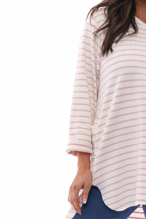 Alyssa Stripe Cotton Top Pink - Image 3