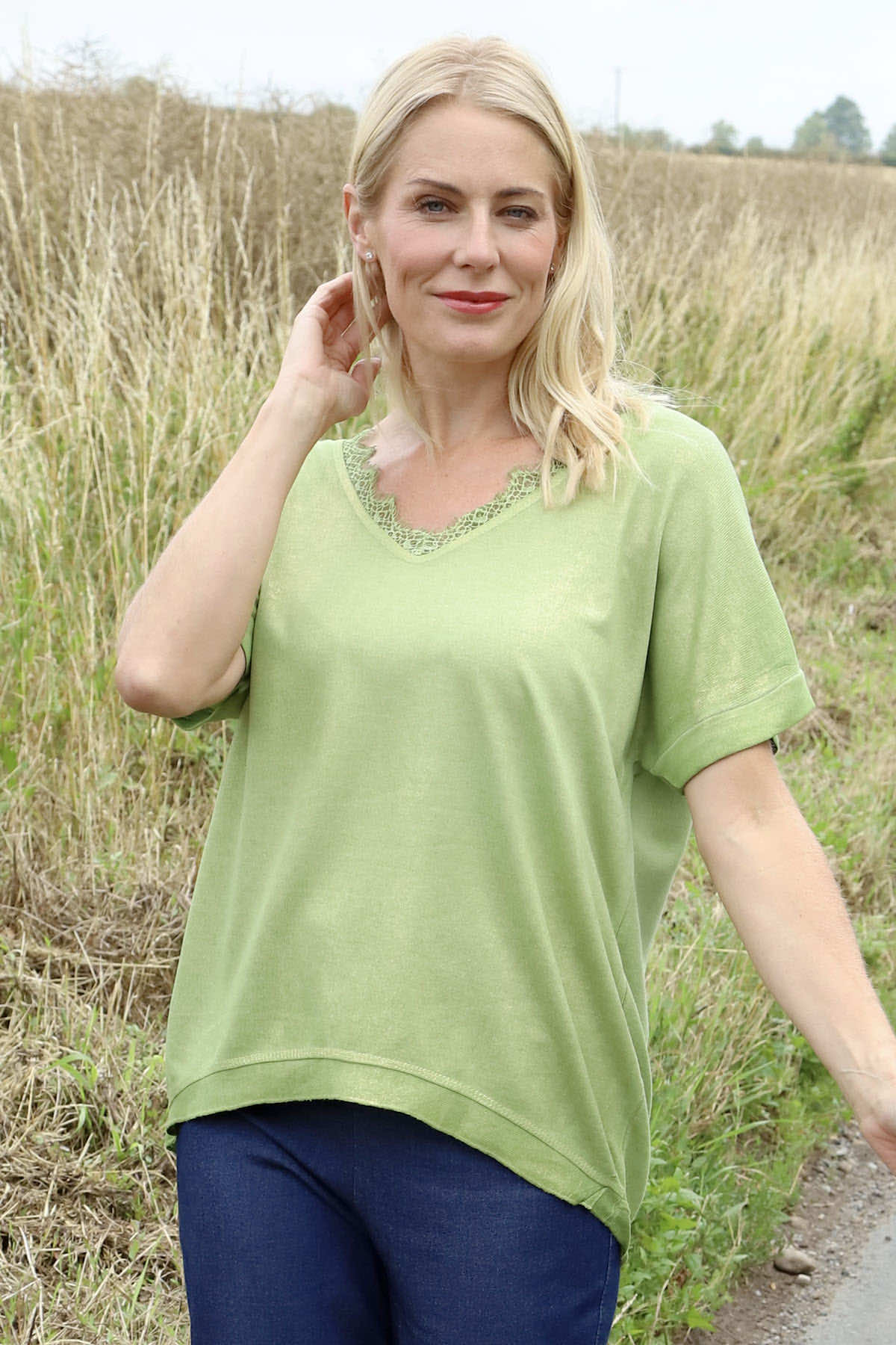 Robyn V-Neck Top Green