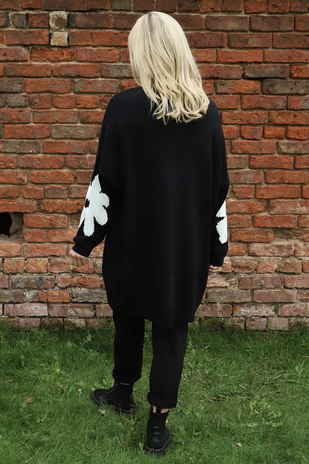 Joan Flower Knitted Jumper Black