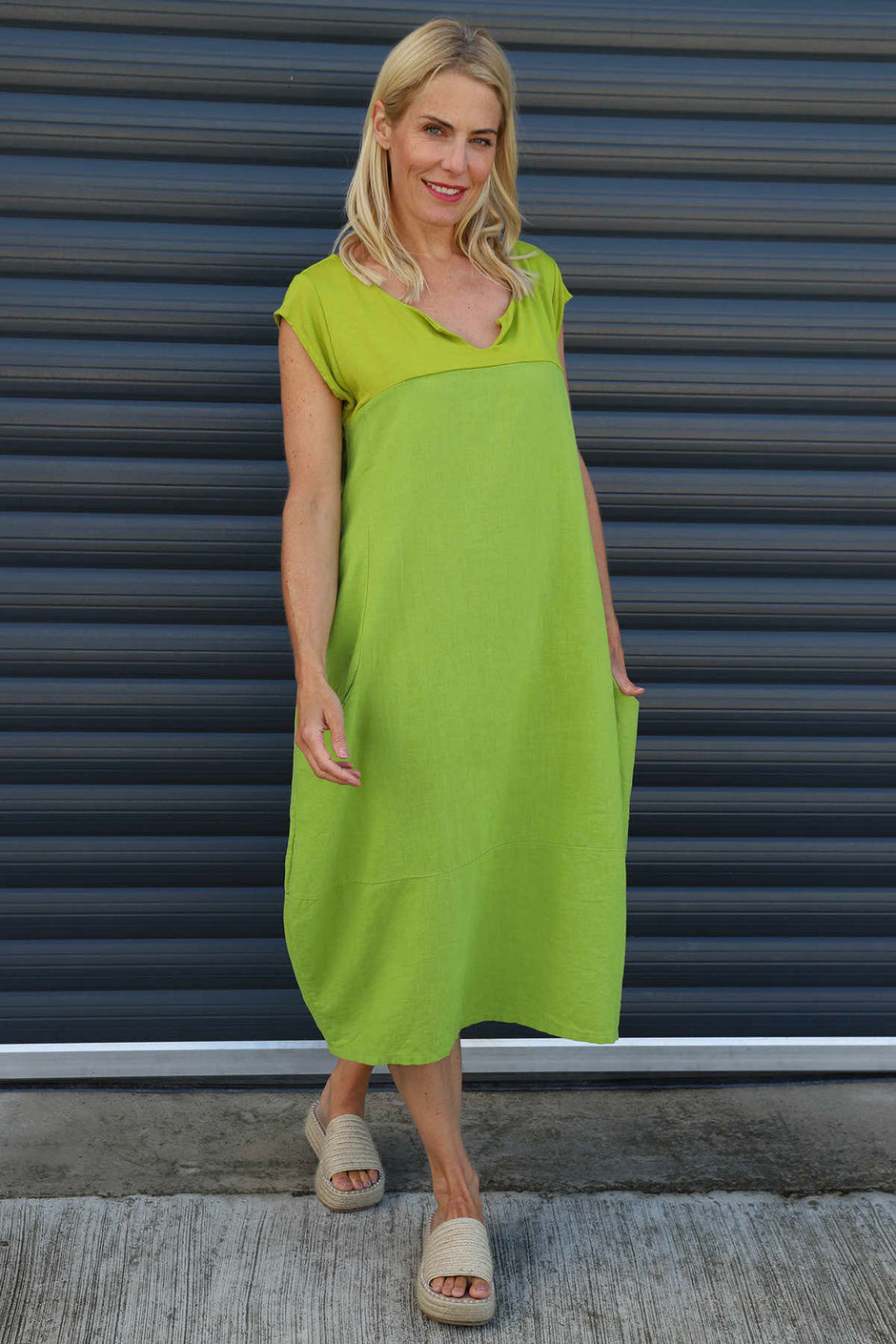 Cyrilla Linen Dress Green