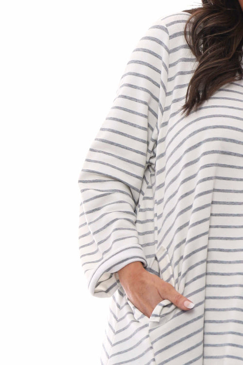 Alyssa Stripe Cotton Top Marl Grey - Image 5