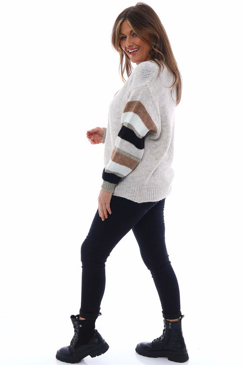 Kienna Stripe Sleeve Knitted Cardigan Black - Image 5