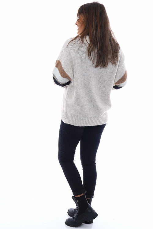 Kienna Stripe Sleeve Knitted Cardigan Black - Image 6