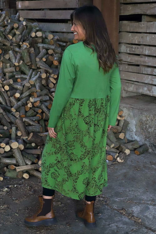 Jillian Pattern Cotton Dress Green - Image 4