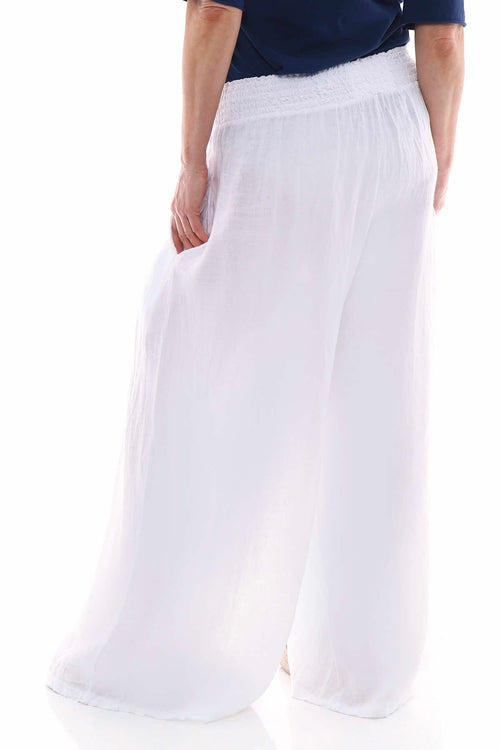 Evelyn Button Linen Trousers White - Image 7